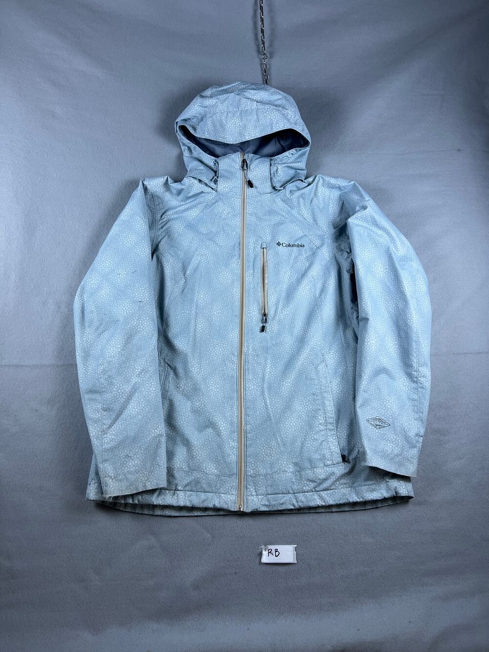 Columbia Interchange Jacket Womens L Light Blue Omni-Tech Waterproof Ski Sports